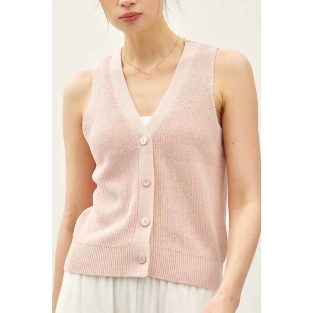 NEW BE COOL melanie v neck vest in pink